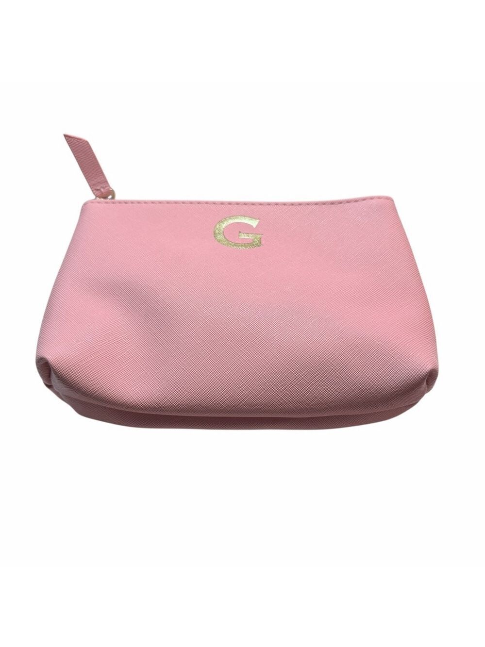 Kirkland’s Pink Cosmetic Makeup Bag Gold G Monogram Zipper Pouch NWOT - Picture 2 of 7
